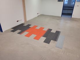 Während der Sanierung - Teppich verlegen